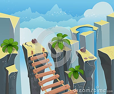 Palms and stones seamless background for games and mobile applications.Vector illustration. Vector Illustration